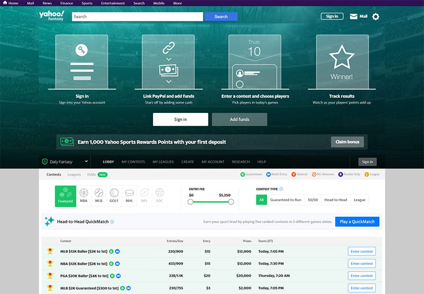 Yahoo Daily Fantasy