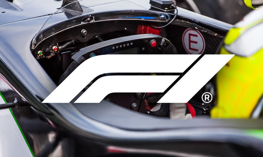 Formula one logo inside an F1 car