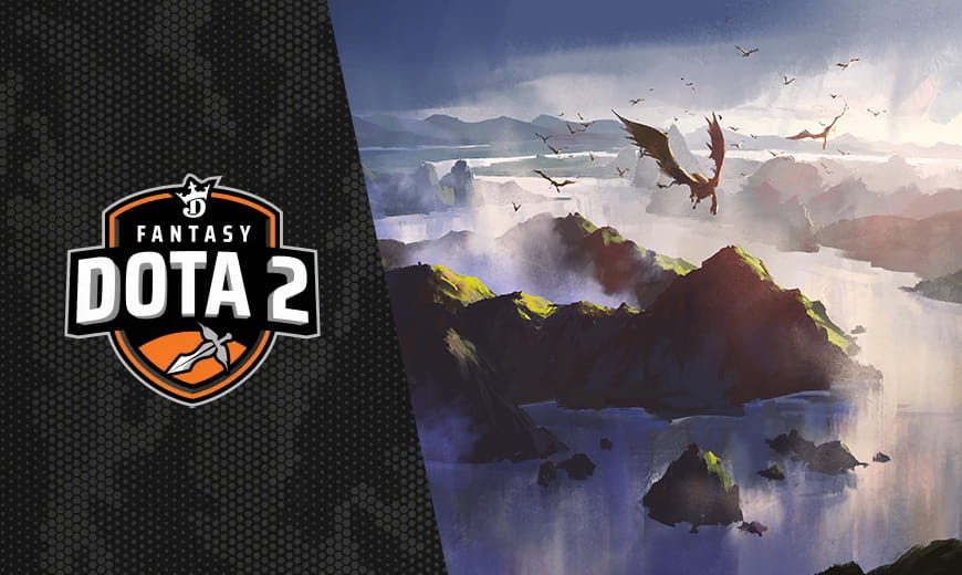 Fantasy DOTA 2 DraftKings logo and landscape from the DOTA 2 game