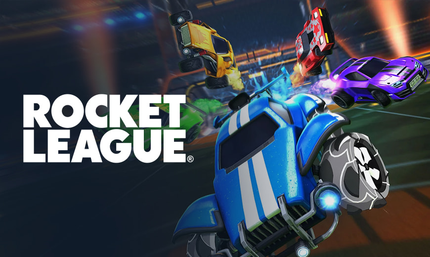 Rocket League logo and cars